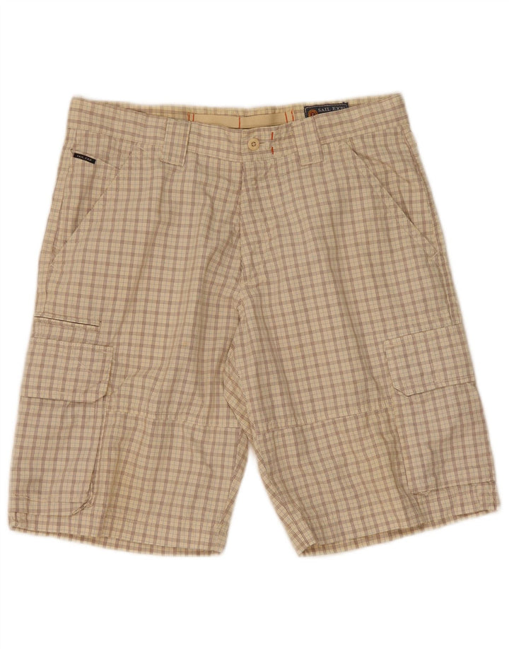 Sail Exp Herre Cargo Shorts IT 50 Large W34 Beige Plaid Bomuld