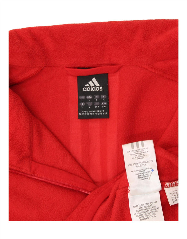 ADIDAS Mens Climawarm Zip Neck Fleece Jumper Large Red Polyester