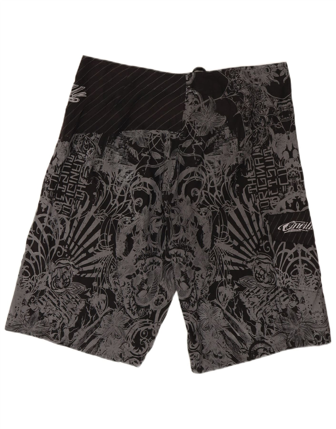 Vintage herre grafiske badeshorts XL sort blomstret polyester