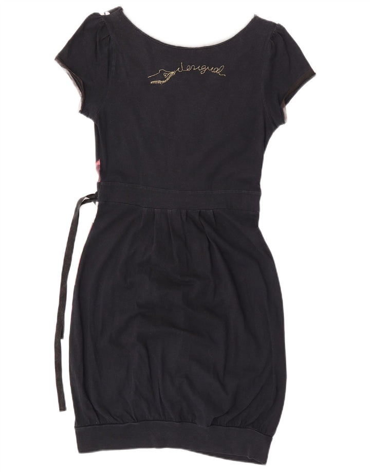 Desigual Kvinders Graphic Sheath Dress UK 10 Small Black