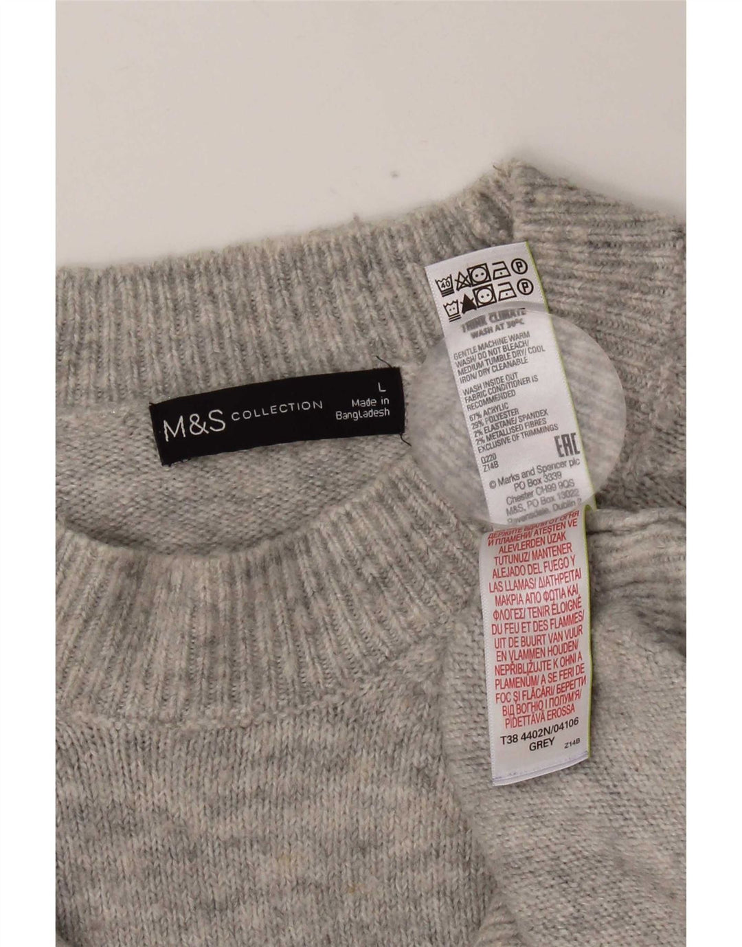 Marks & Spencer Dametrøjetrøje med rund hals DK 16 Stor grå
