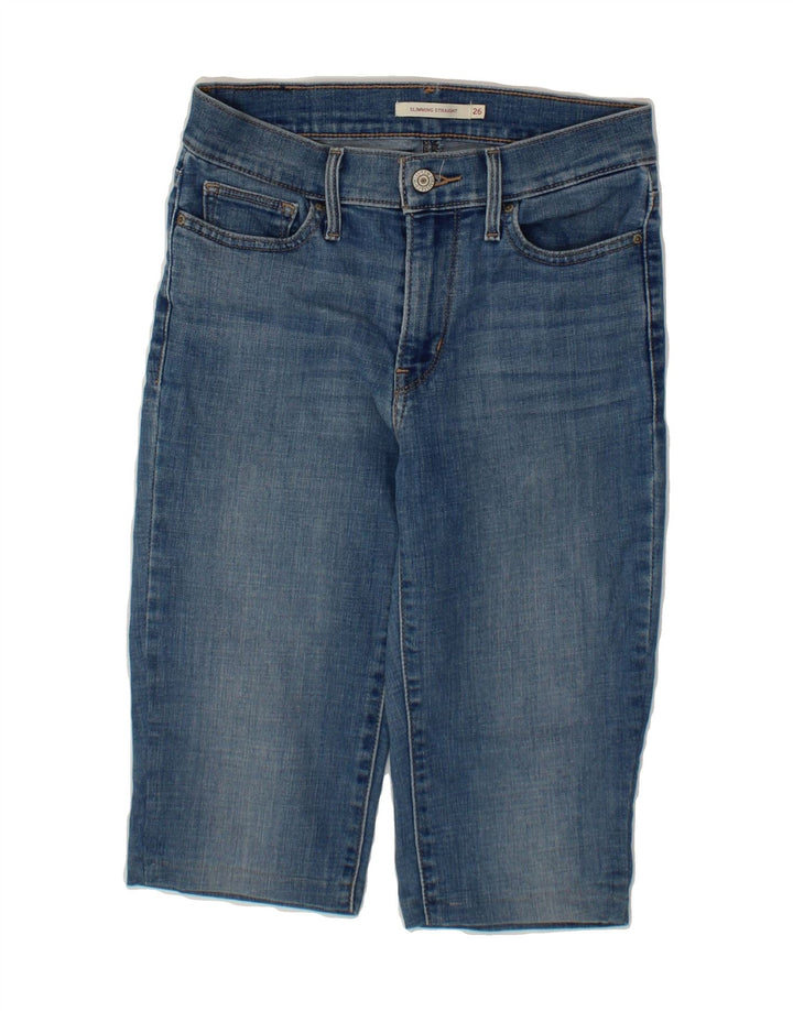 LEVI'S Womens Slimming Fit Bermuda Denim Shorts W26 Small  Blue Cotton Vintage Levi's and Second-Hand Levi's from Messina Hembry 