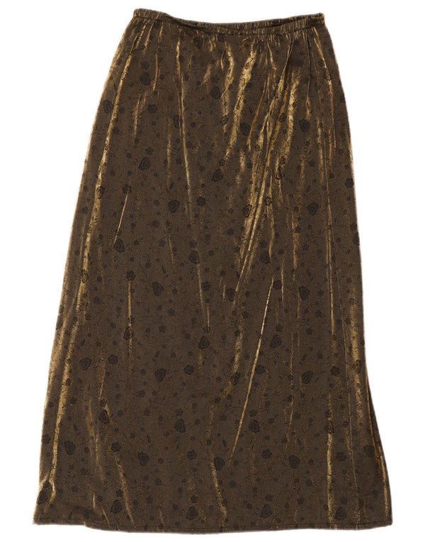 Vintage dame fløjl Maxi nederdel W38 XL Guld blomster