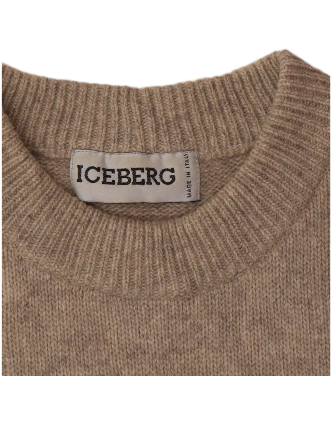 ICEBERG Herre Grafisk Crew Neck Jumper Sweater Medium Beige Dyr