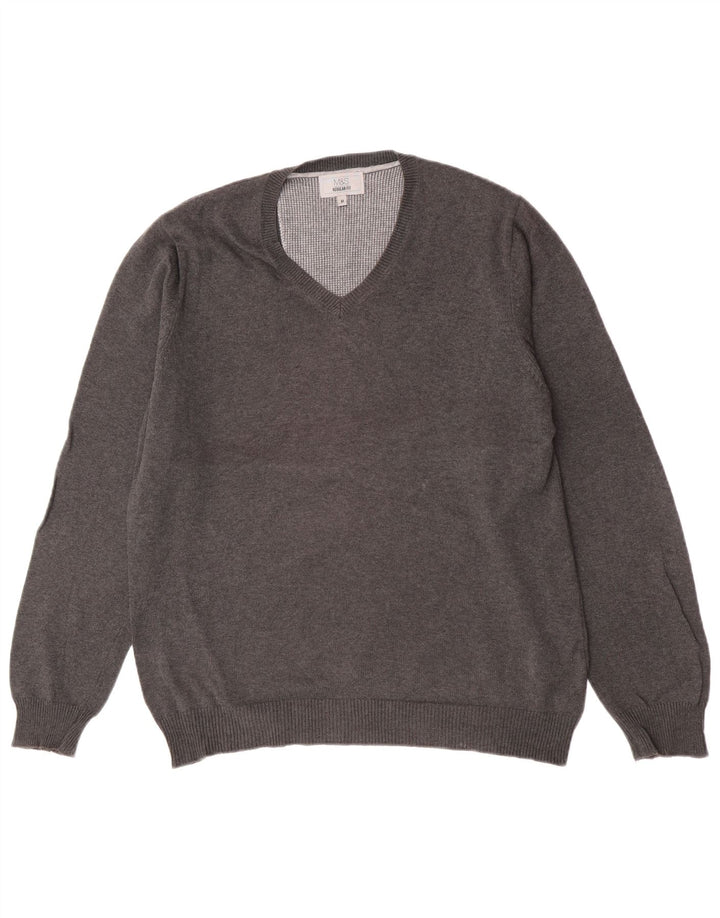Marks & Spencer Herre Regular Fit V-hals sweater Medium Grey Flecked