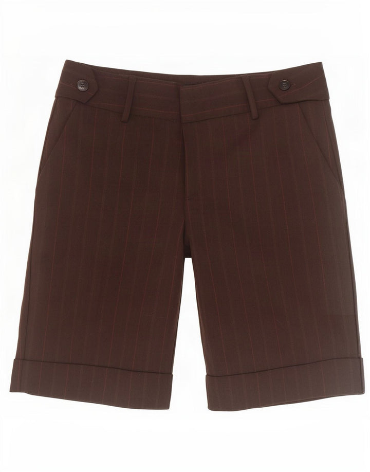 Zara Chino Shorts til kvinder EU 40 Medium W30 Brun stribet polyester