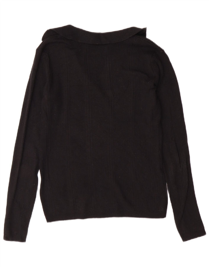 MARKS & SPENCER Dame Polo Neck sweater UK 8 Small Black Viscose