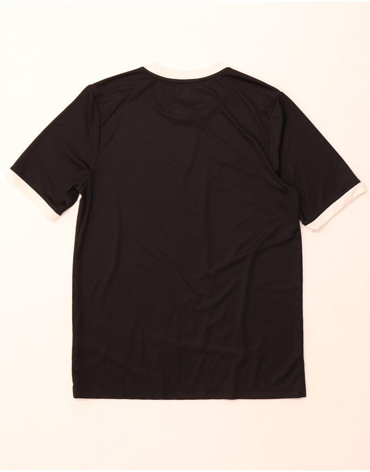 ADIDAS drenge Climalite T-shirt top 15-16 år XL sort stribet polyester