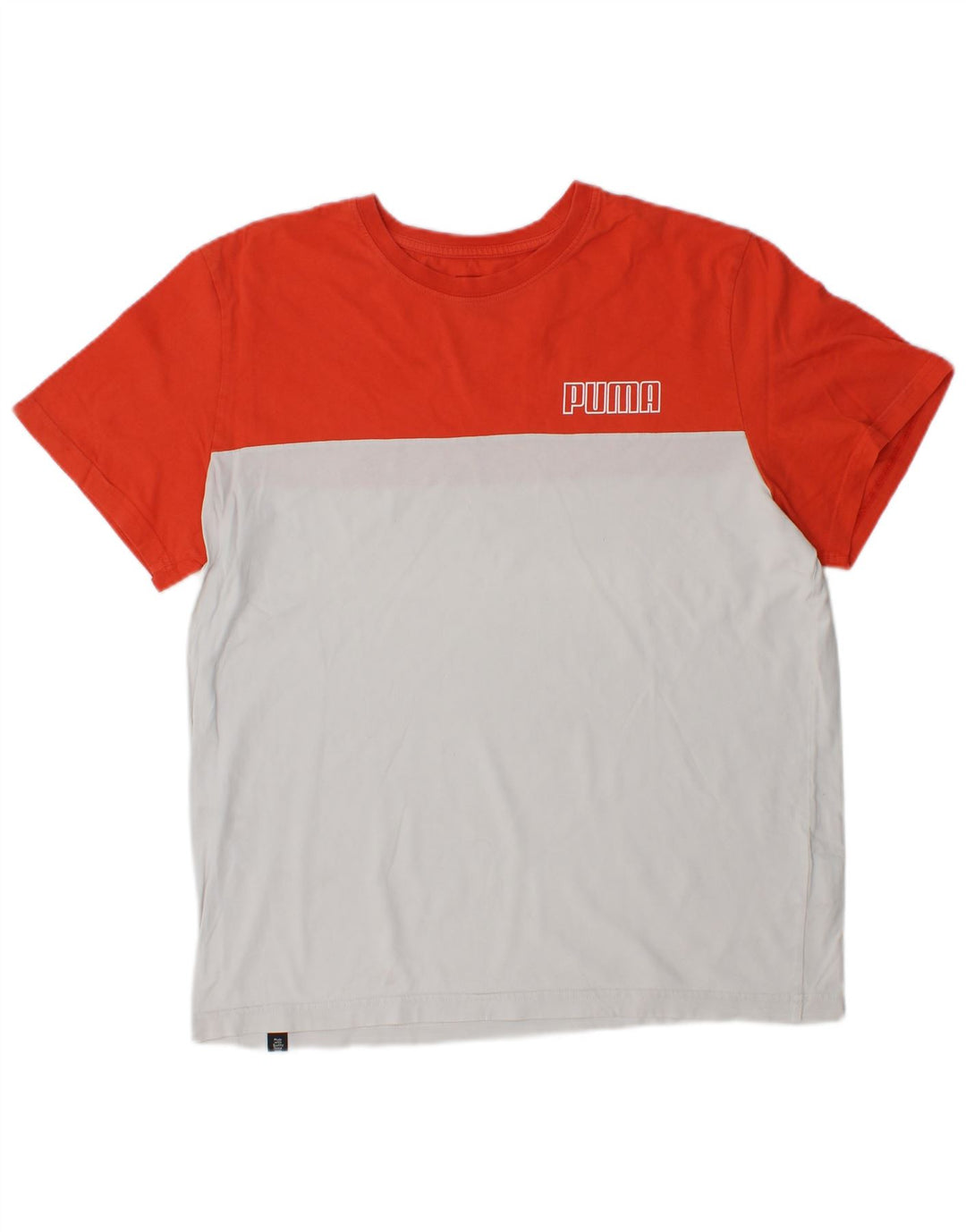 PUMA Herre T-Shirt Top Medium Hvid Colourblock Bomuld