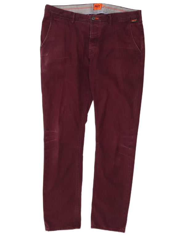 Superdry Slim Fit Chinobukser til mænd XL W38 L32 Bourgogne bomuld