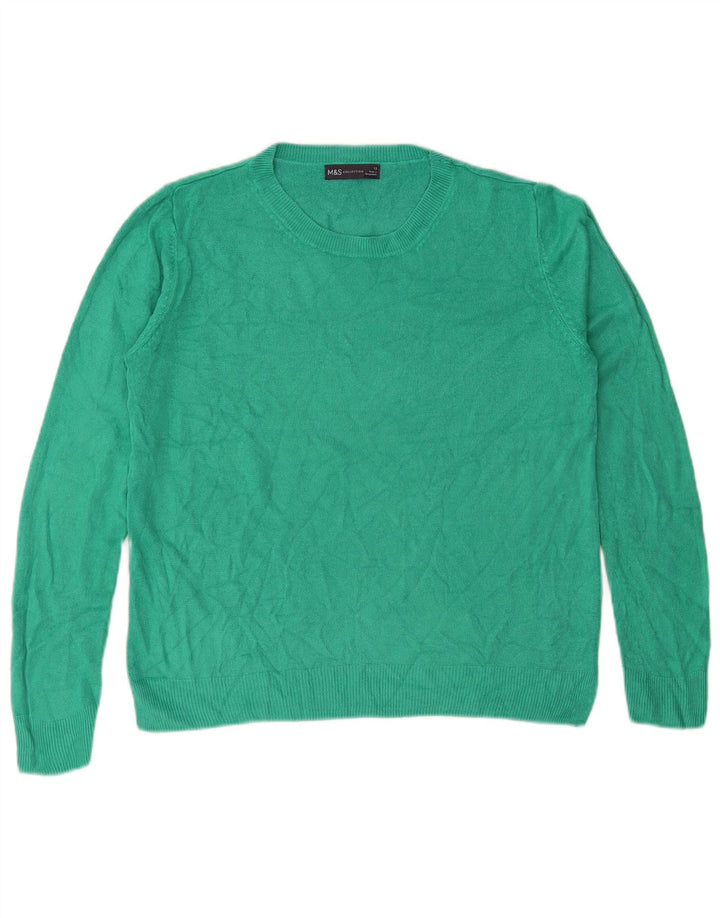 MARKS & SPENCER Dame sweater med rund hals DK 12 mellemgrøn akryl