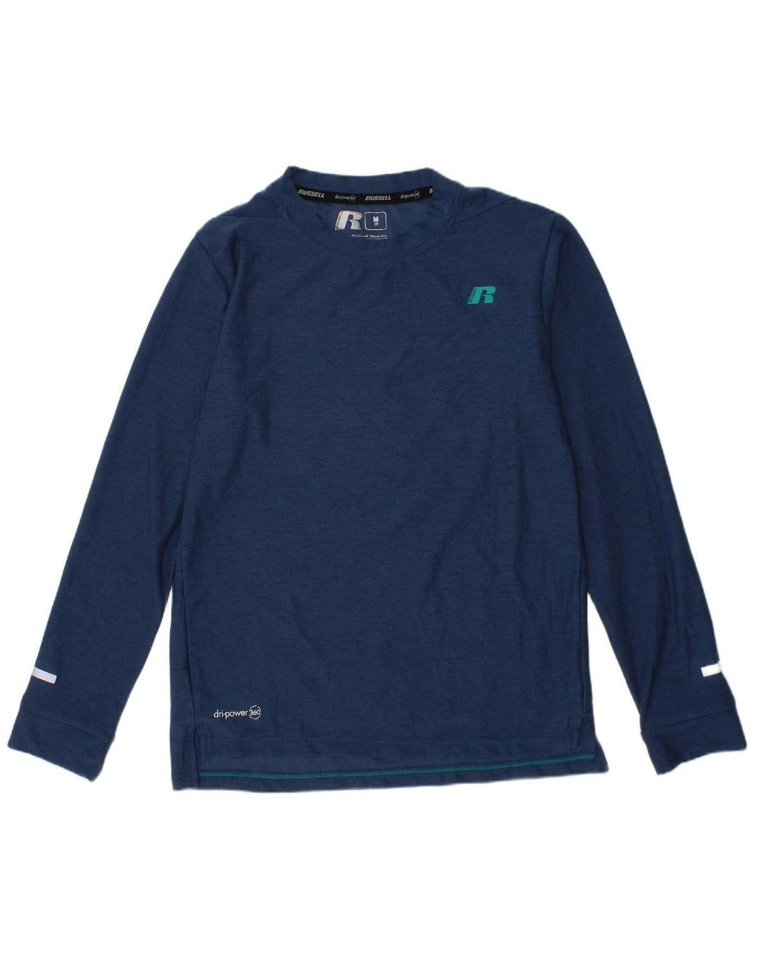RUSSELL ATHLETIC Boys Dri-Power Top Long Sleeve 7-8 Years Medium Blue