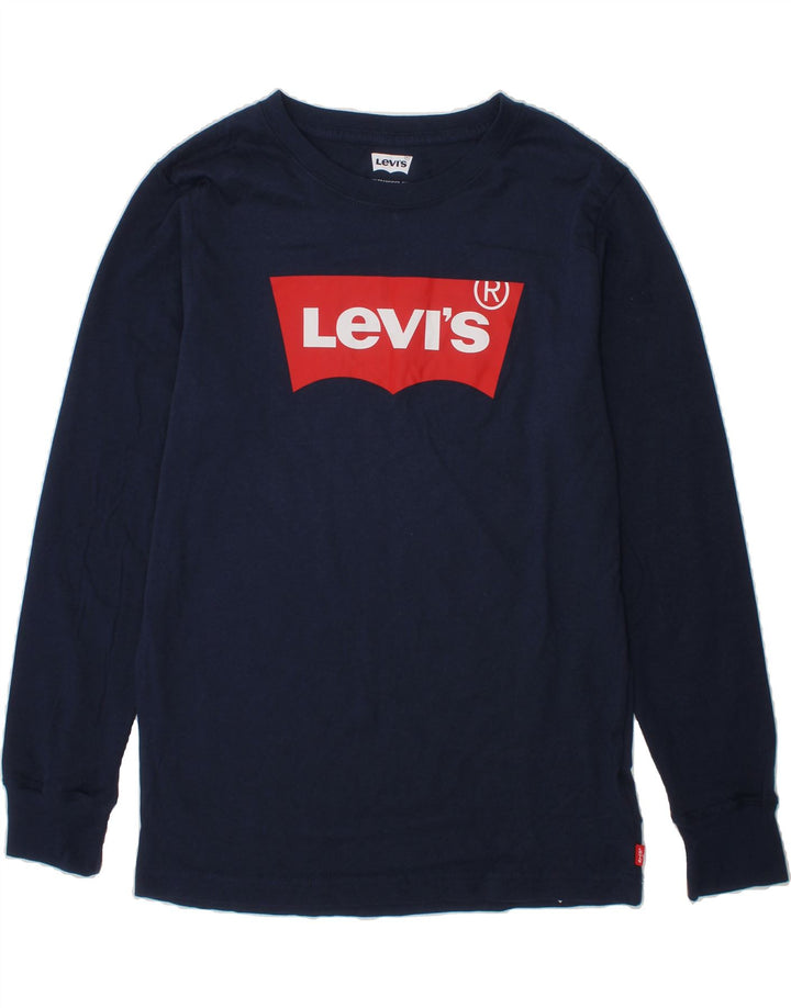 LEVI'S Boys Graphic Top Long Sleeve 13-14 Years Navy Blue Cotton Vintage Levi's and Second-Hand Levi's from Messina Hembry 