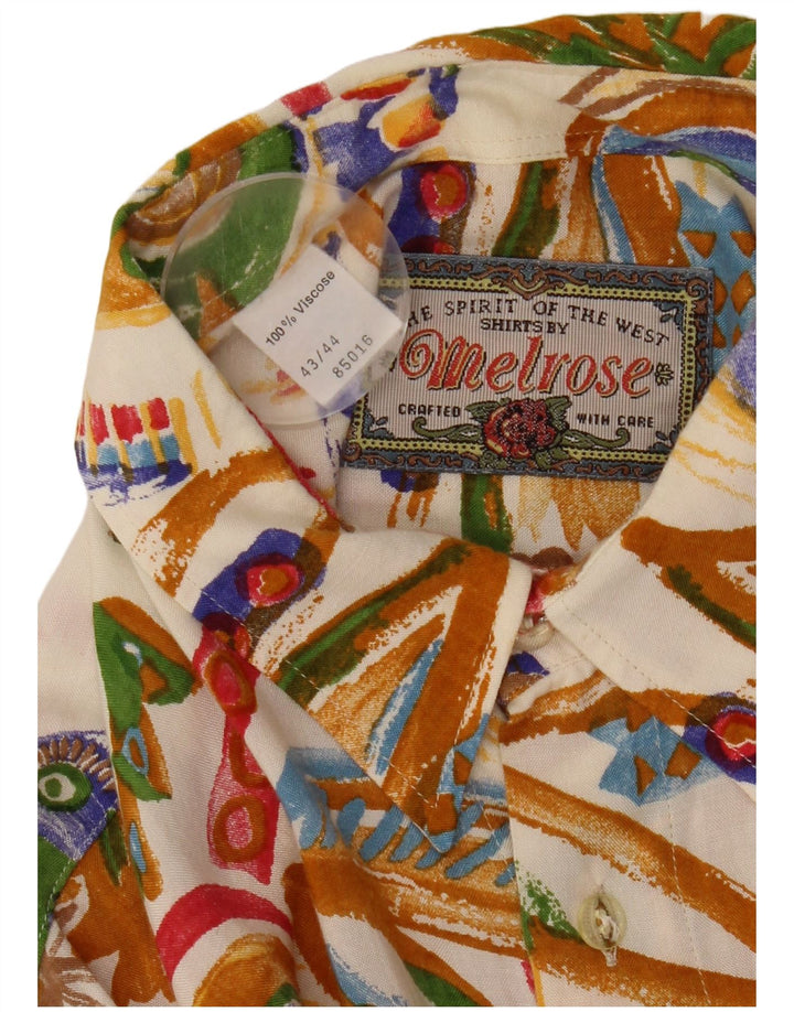 Melrose Herre abstrakt mønster kortærmet skjorte størrelse 43/44 XL Off White