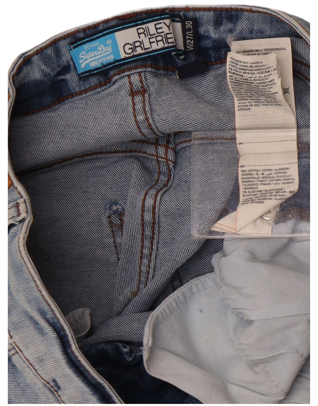 Superdry Riley Slim Jeans til kvinder W27 L25 blå bomuld