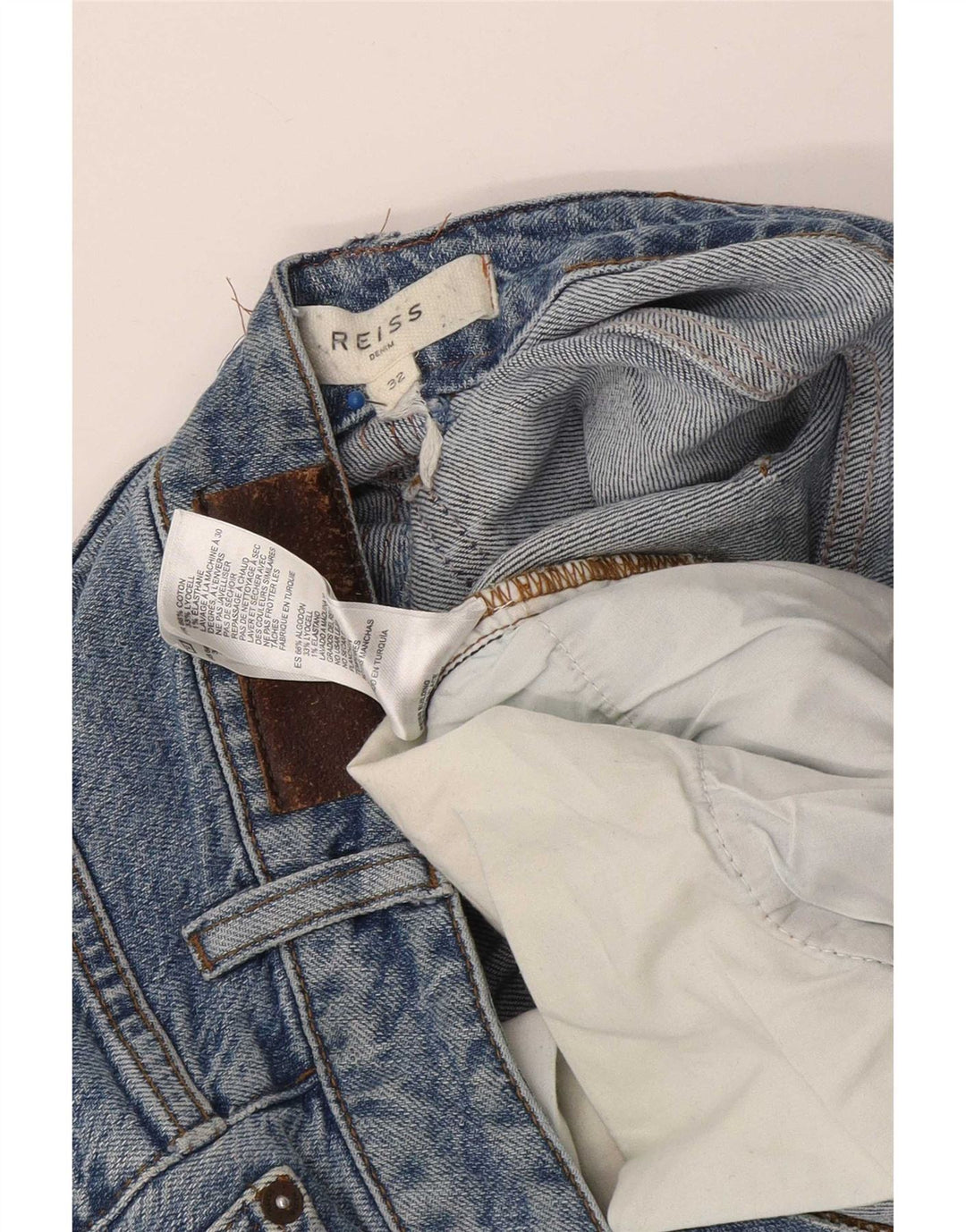 Reiss Herre Distressed Slim Jeans W32 L30 Blå Bomuld