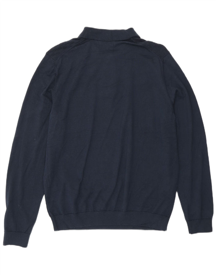 Marks & Spencer Herre Polo Neck Jumper Sweater Stor Marineblå Geometrisk