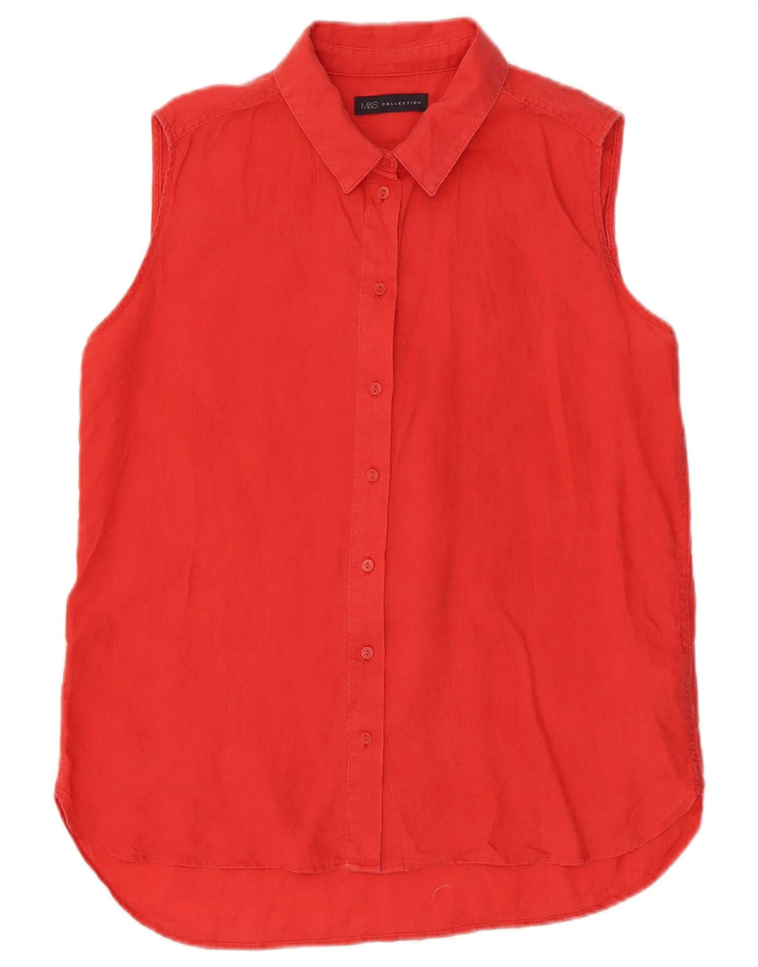 MARKS & SPENCER ærmeløs skjorte til kvinder UK 12 Medium Pink Linen