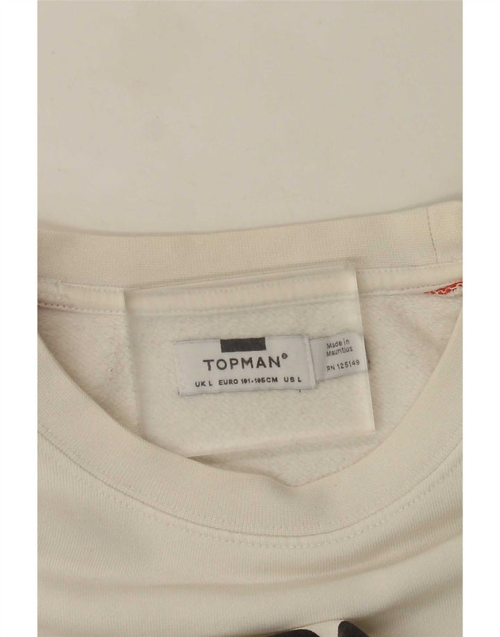 Topman grafisk sweatshirt til mænd, stor hvid farveblok
