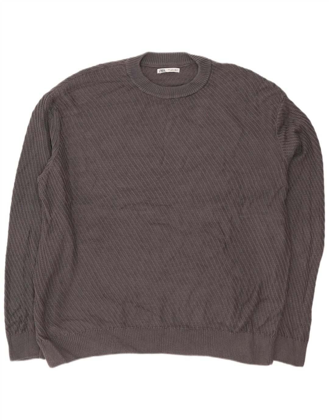 ZARA Herre Loose Fit Jumper Sweater med rund hals, stor grå