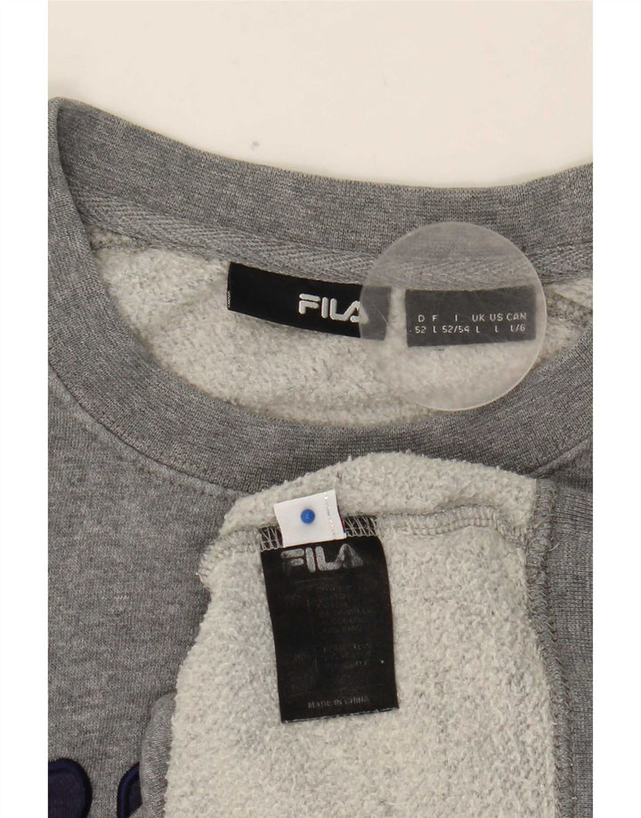 Fila Herre Grafisk Sweatshirt Jumper Stor Grå Bomuld