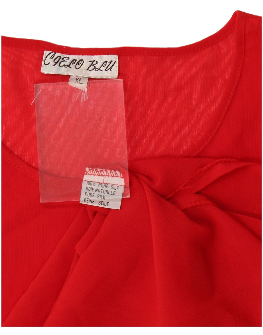 Vintage damebluse top UK 18 XL rød silke