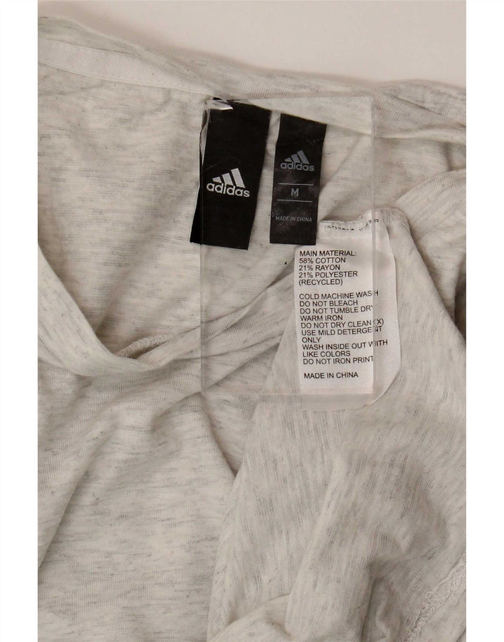 Adidas Dame T-Shirt Top UK 12 Medium Grå Bomuld
