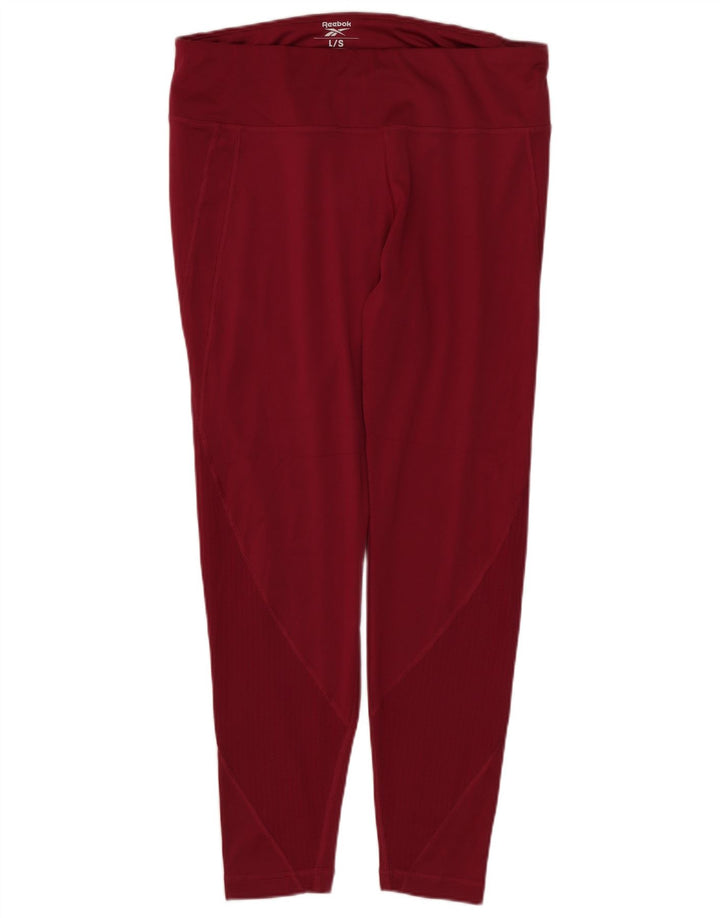 Reebok Womens Leggings UK 14 Large Burgundy Polyester