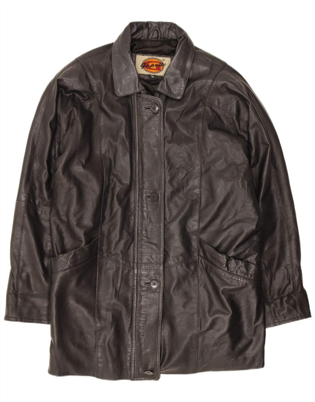 Gapelle Dame Oversized Læderfrakke UK 18 XL Sort