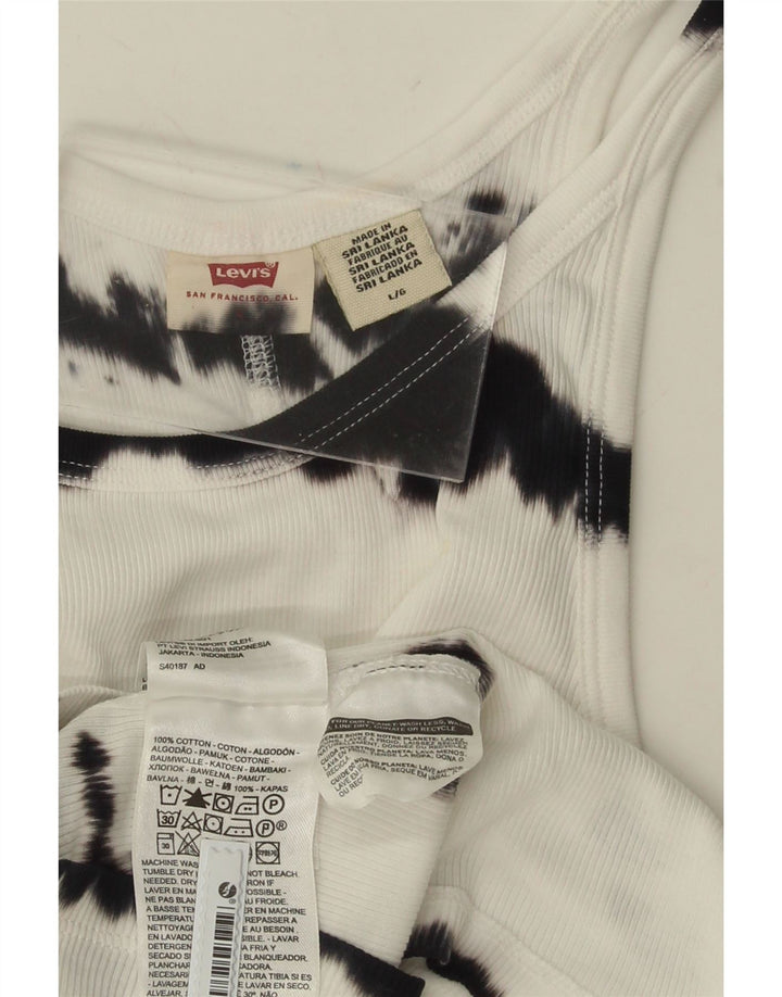 LEVI'S Womens Vest Top UK 14 Large White Tie Dye Cotton Vintage Levi's and Second-Hand Levi's from Messina Hembry 
