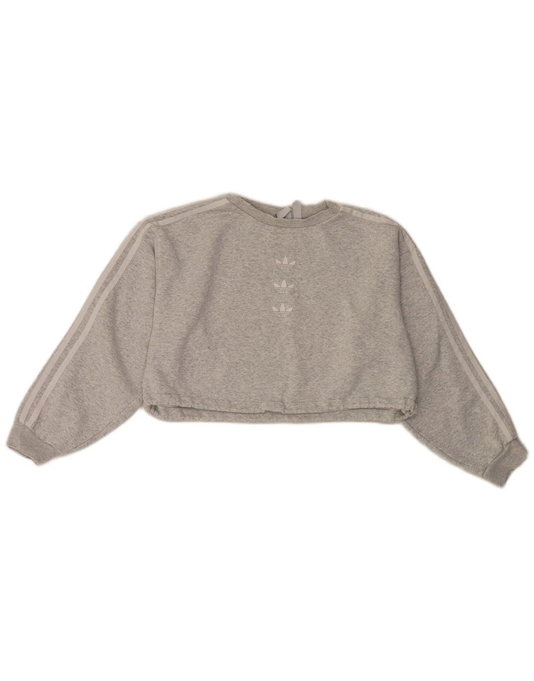 Adidas Womens Crop Oversized Sweatshirt Jumper UK 10 Small Grey Flecked