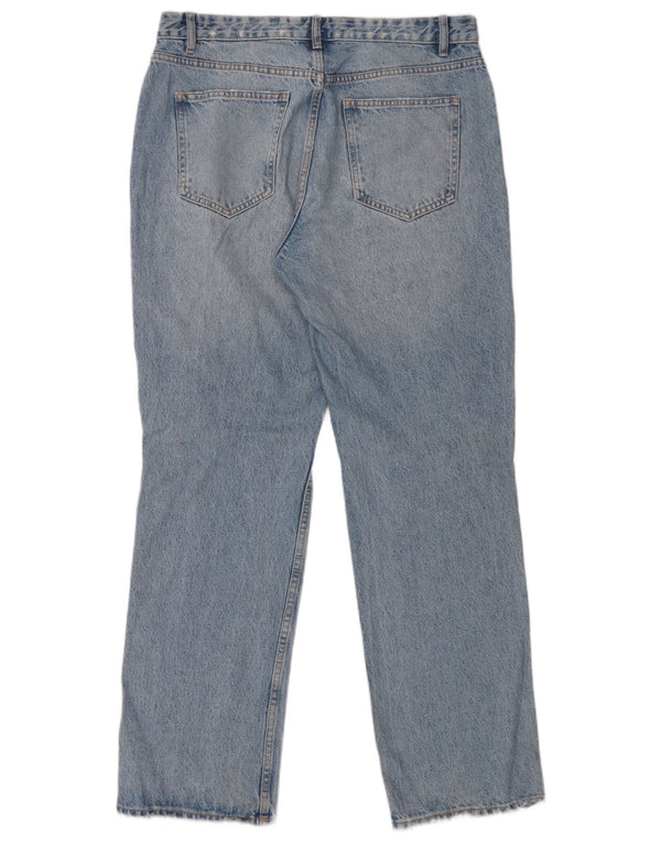 Zara Dame Distressed Straight Jeans EU 44 Large W34 L32 Blå