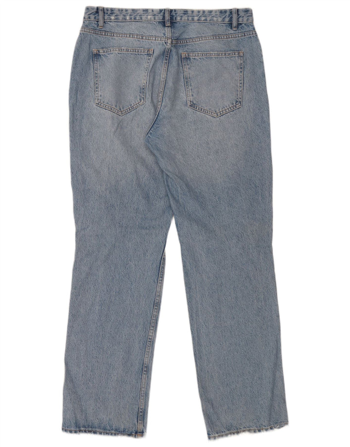 Zara Dame Distressed Straight Jeans EU 44 Large W34 L32 Blå