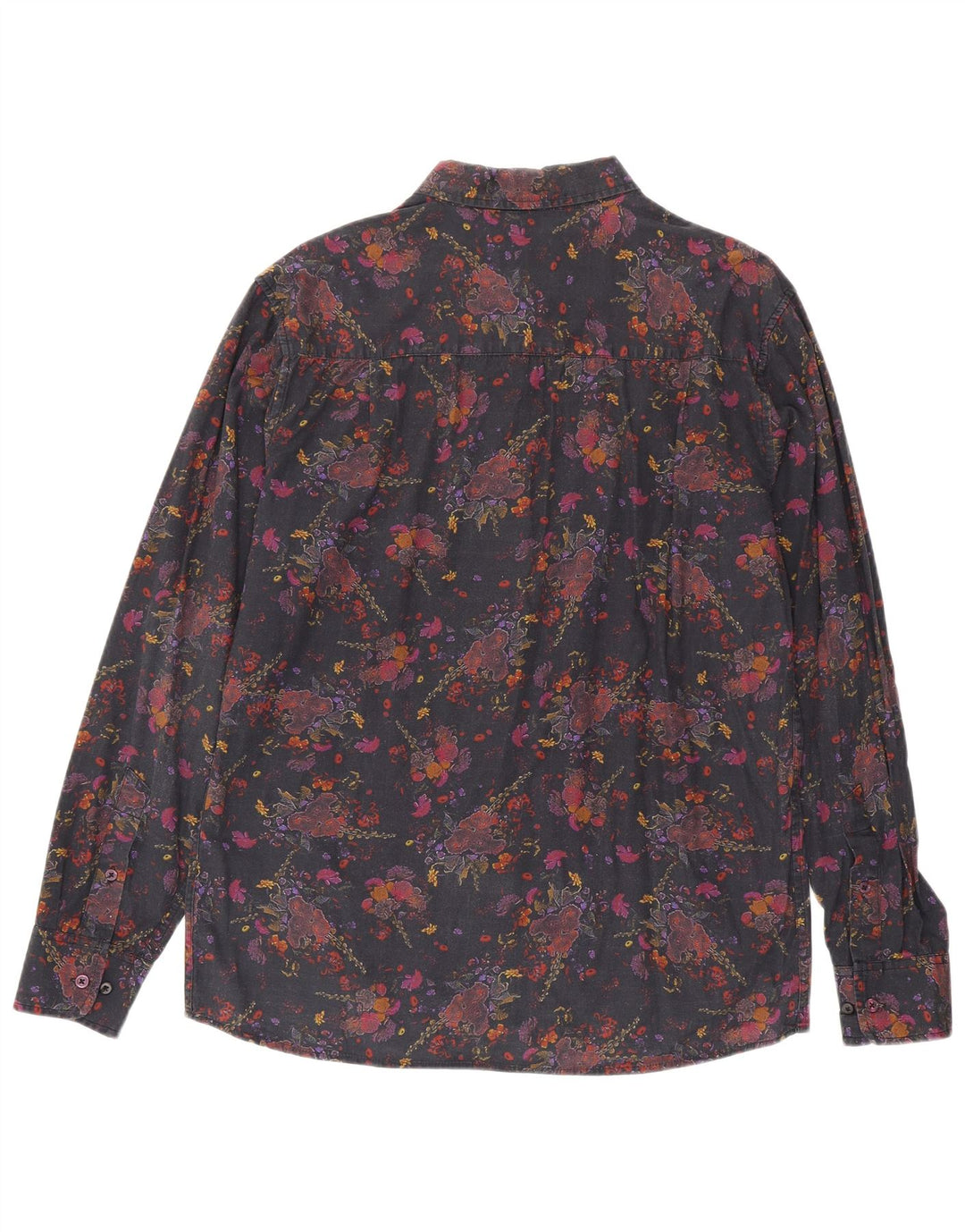 Vintage herreskjorte stor sort blomstret bomuld