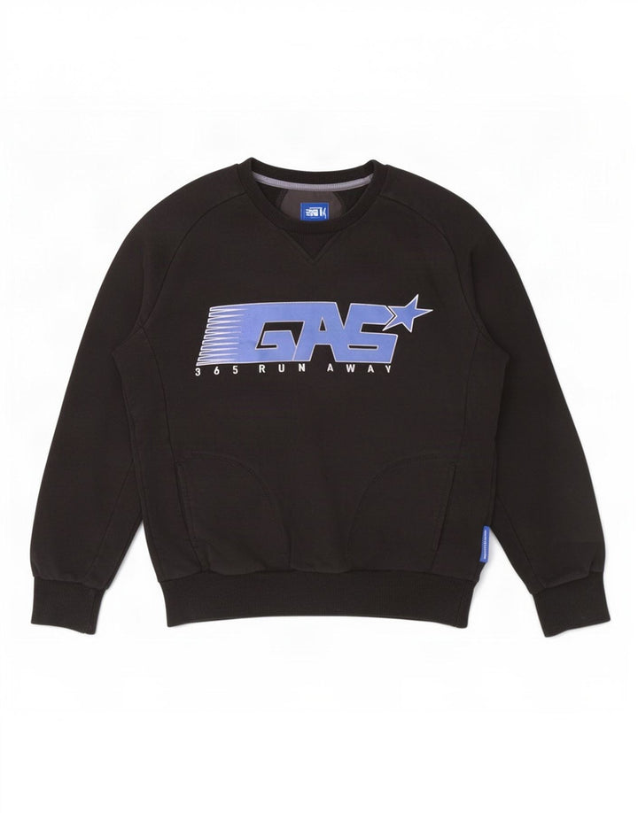 Gas Herre Grafisk Sweatshirt Jumper Medium Sort Bomuld