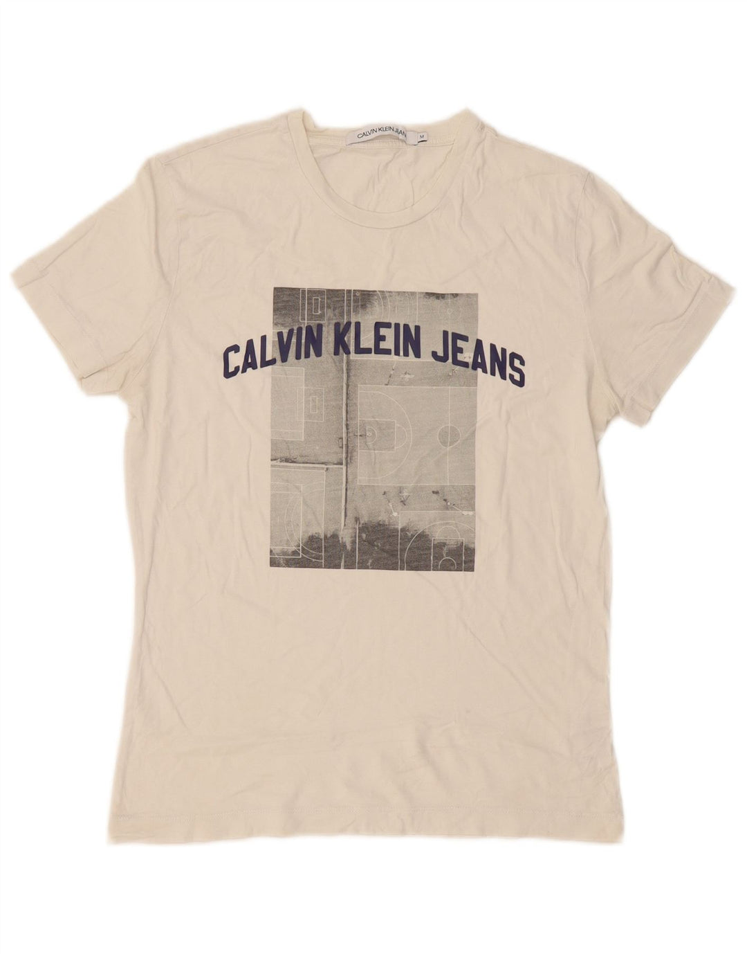 Calvin Klein Jeans Herre grafisk T-shirt Top Medium Hvid Bomuld