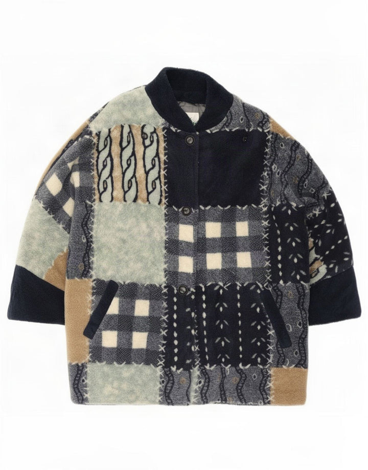 Verde Piu Dame Poncho Fleecejakke UK 12 Medium Flerfarvet Patchwork