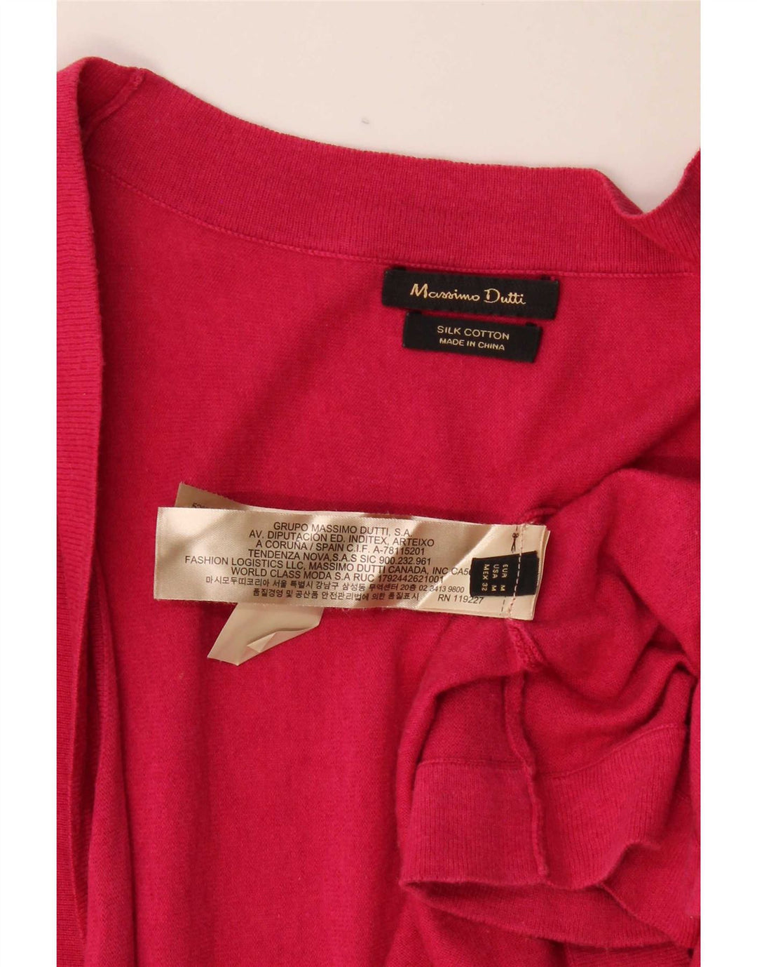 Massimo Dutti Dame 3/4 ærmet åben cardigan sweater UK 14 Medium Pink