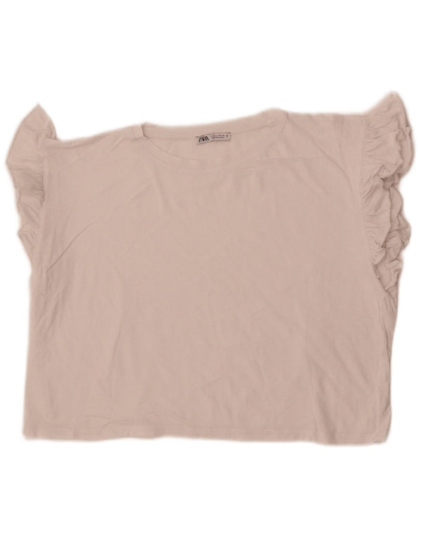 Zara Womens Crop Bluse Top UK 16 Large White