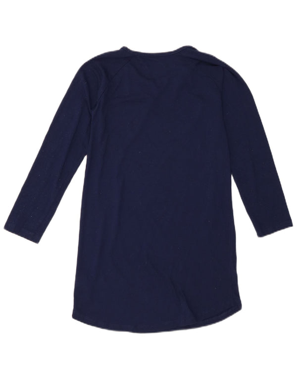Gap Girls Langærmet T-Shirt Kjole 7-8 År Navy Blue Animal Print