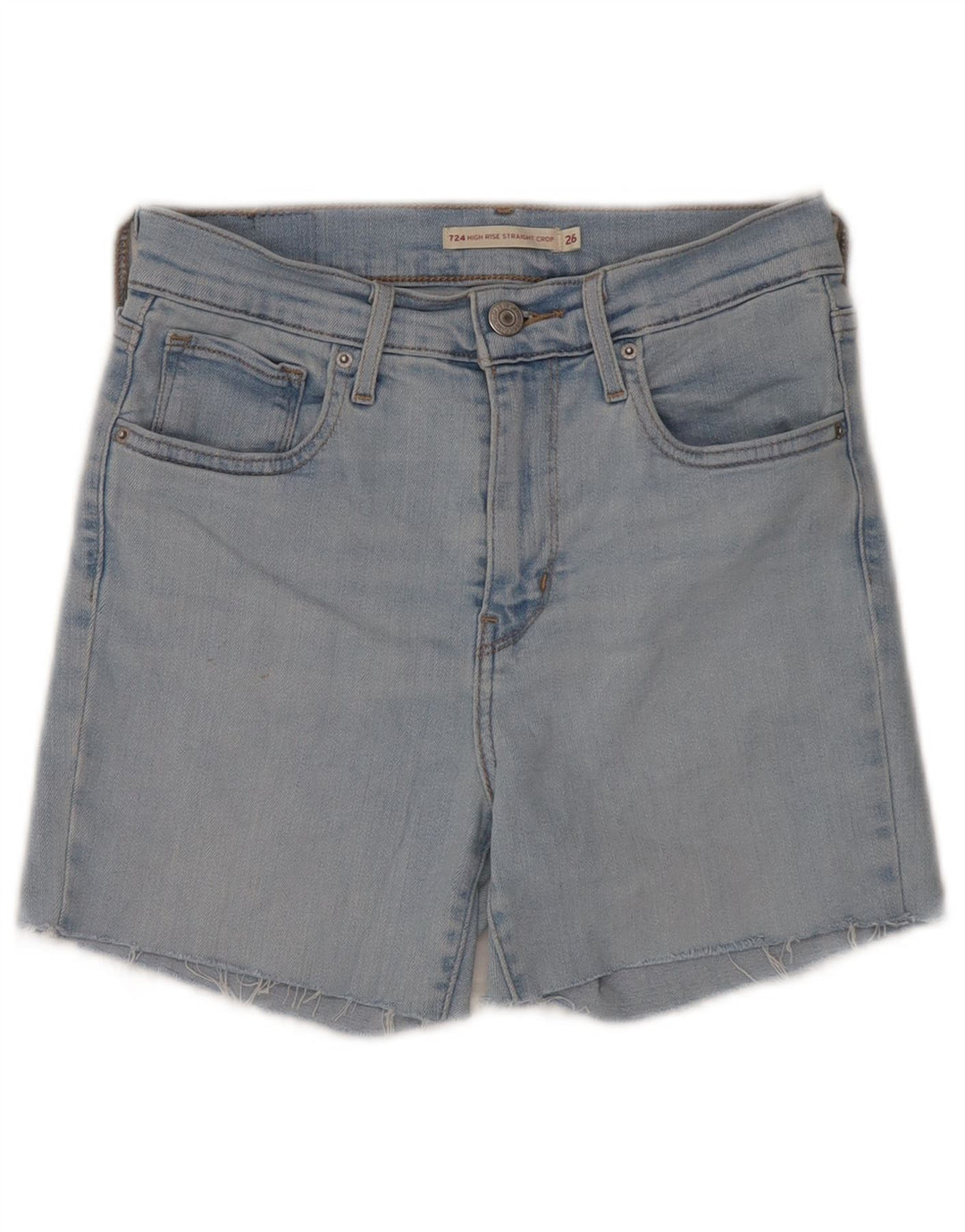 Levi's Dame 724 højtaljede denimshorts W26 Små blå bomuld