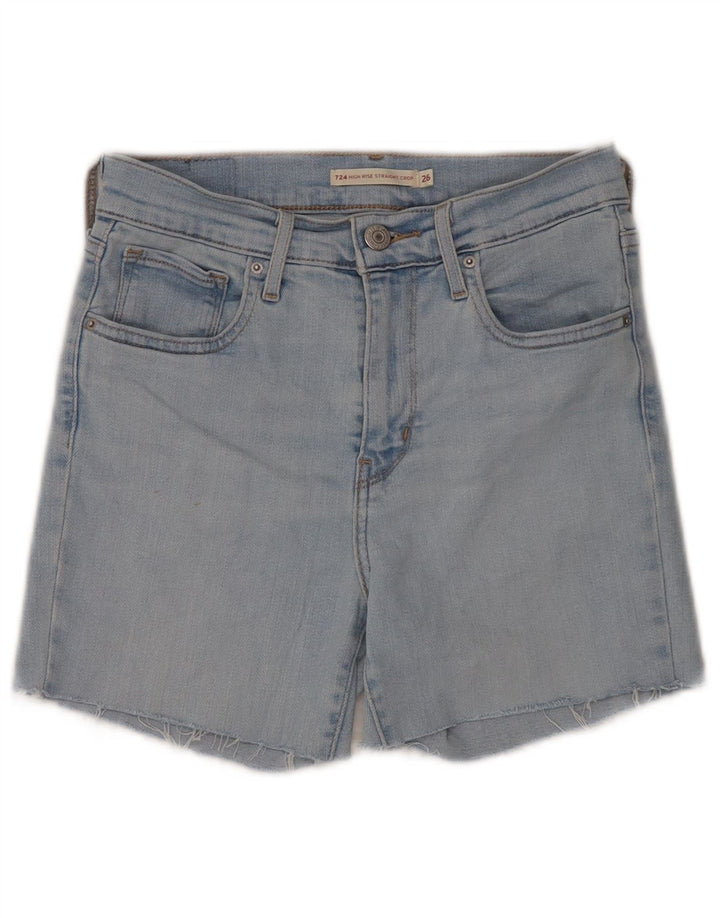Levi's Dame 724 højtaljede denimshorts W26 Små blå bomuld