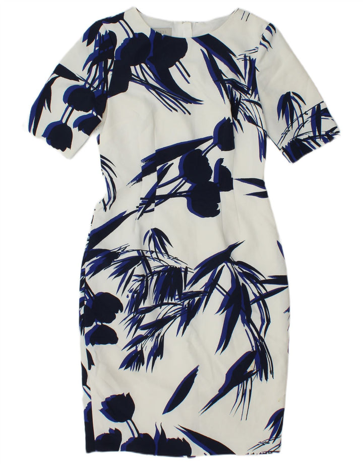 Hobbs Womens Sheath Dress UK 10 Small White Floral Polyester