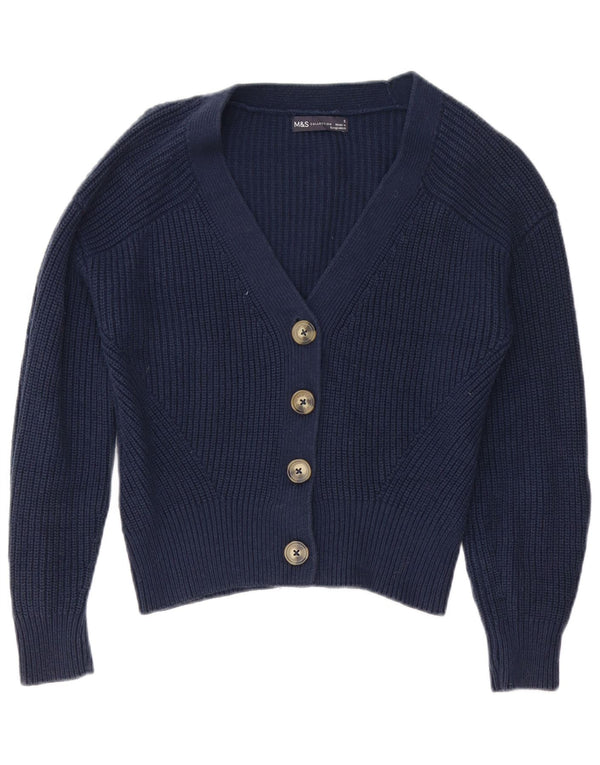 Marks & Spencer Dame Cardigan Sweater UK 10 Small Navy Blue Cotton
