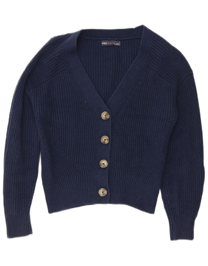 Marks & Spencer Dame Cardigan Sweater UK 10 Small Navy Blue Cotton