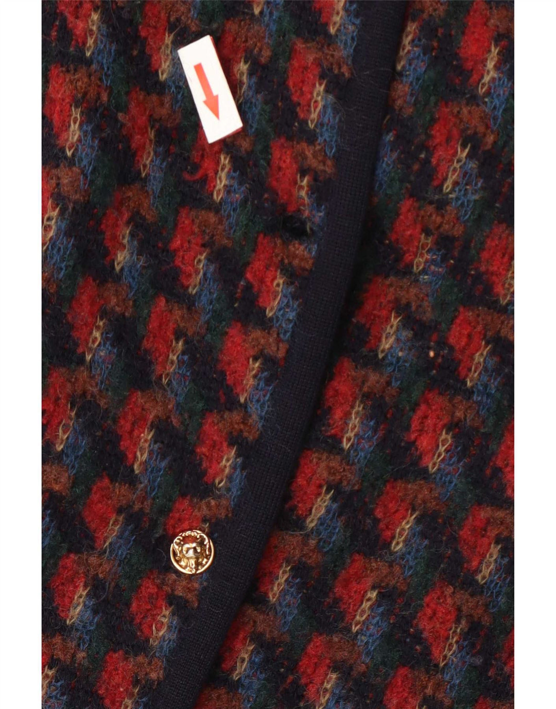 Vintage damestrikket 2-delt nederdelsæt UK 14 Medium W28 Red Houndstooth