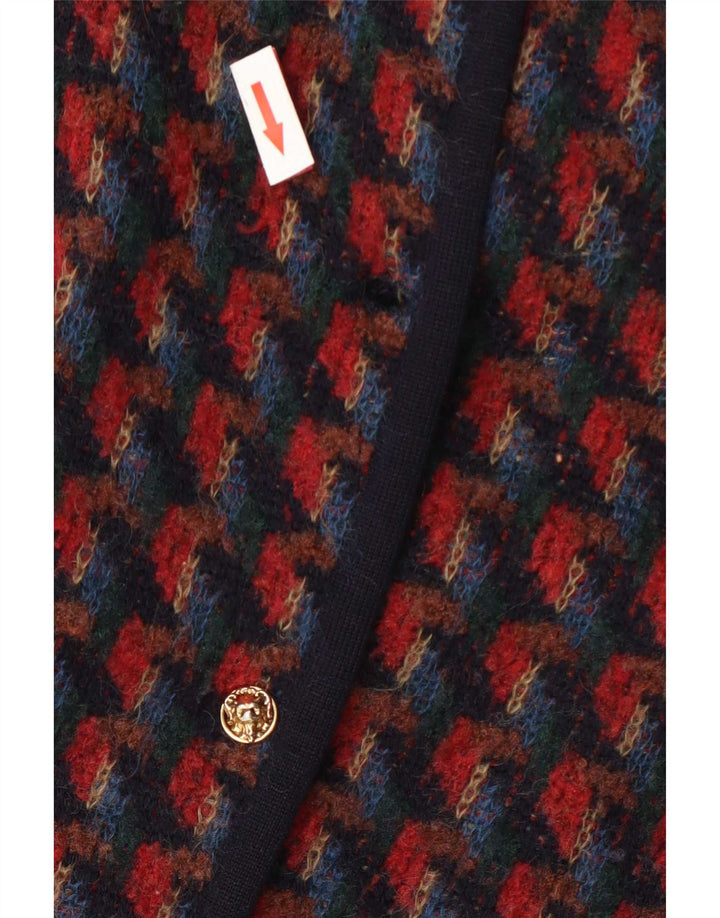 Vintage damestrikket 2-delt nederdelsæt UK 14 Medium W28 Red Houndstooth