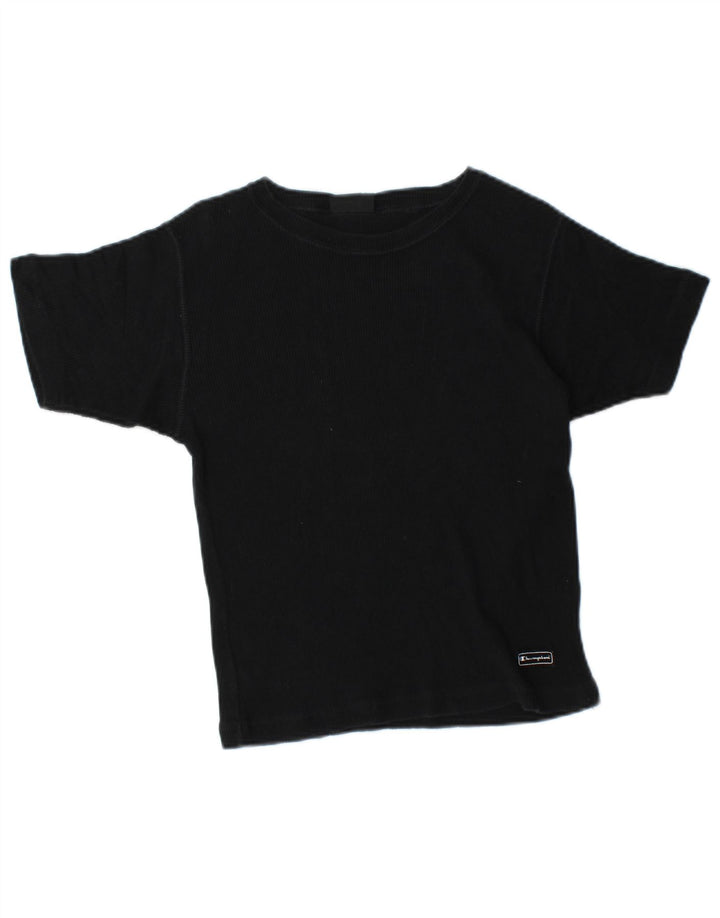 CHAMPION Womens Crop T-Shirt Top UK 12 Medium Sort Bomuld