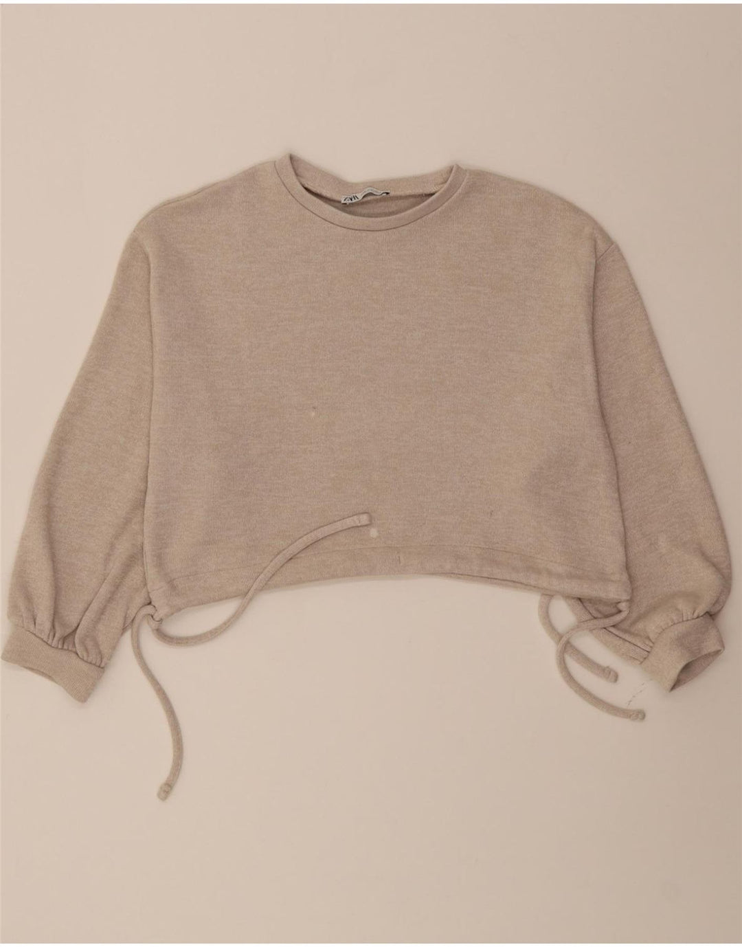 ZARA Womens Crop Boat Neck Jumper Sweater UK 14 Medium Beige Vintage Zara and Second-Hand Zara from Messina Hembry 