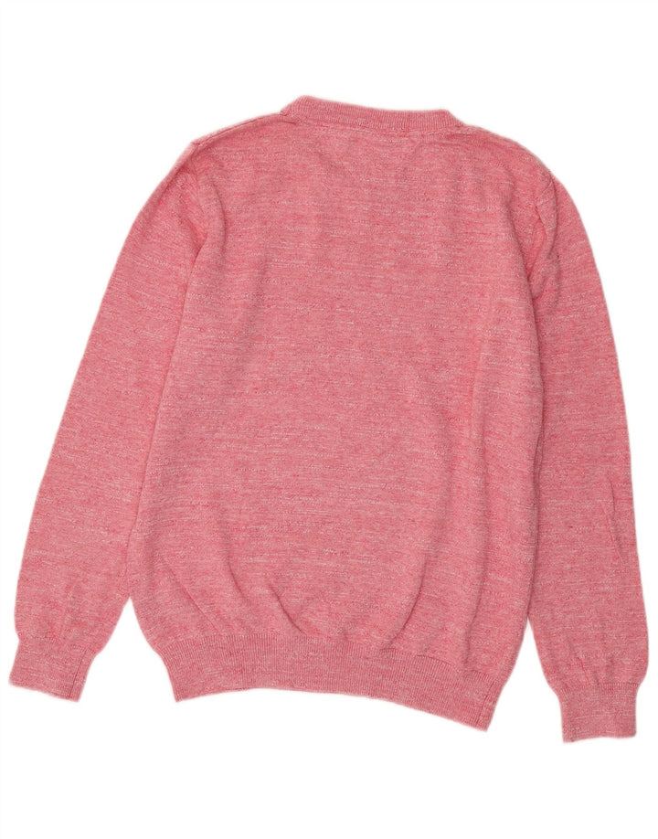Tommy Hilfiger Herre Crew Neck trøje Sweater Large Pink Flecked Bomuld